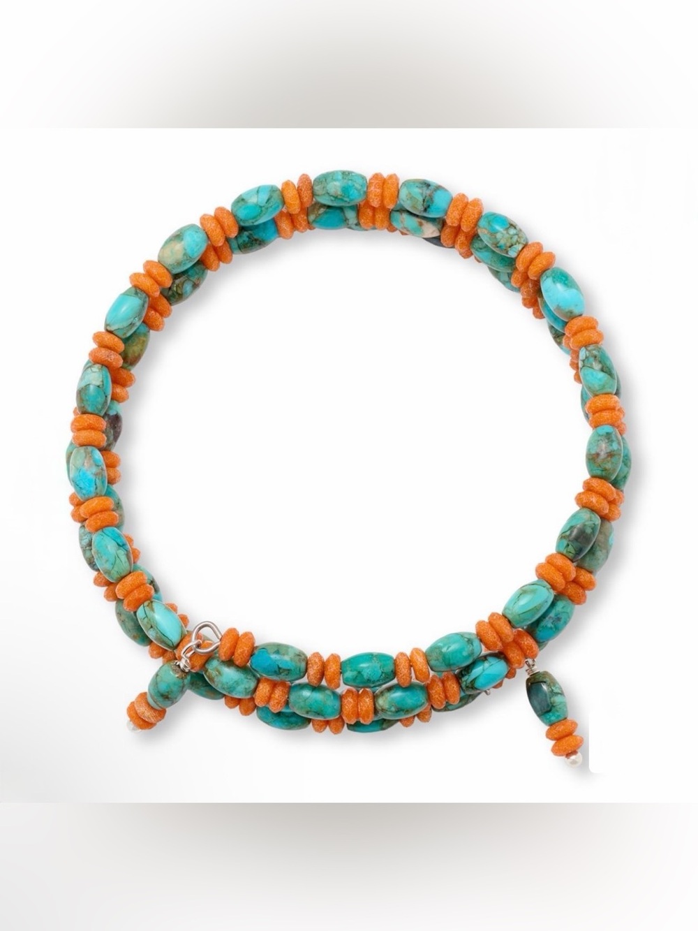 Jay King Turquoise & Orange Coil Bracelet